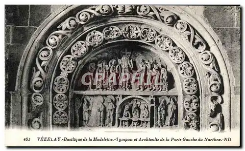 Ansichtskarte AK Vezelay Basilique de la Madeleine Portail du Narthex Tympan et Archivole de la porte Gauche du N