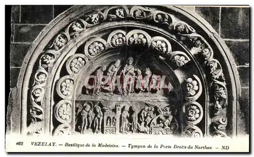 Cartes postales Vezelay Basilique de la Madeleine Portail du Narthex Tympan