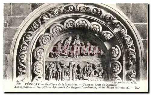 Ansichtskarte AK Vezelay Basilique de la Madeleine Tympan Gauche du Narthex Les Disciples d Emmaus L Ascension