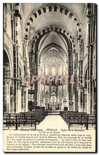 Cartes postales Vezelay Basilique de la Madeleine La Nef et le Choeur La Construction de la Nef