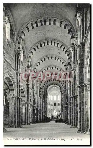 Cartes postales Vezelay Eglise de la Madeleine la Nef