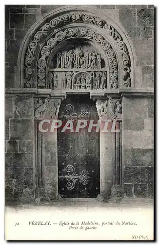 Cartes postales Vezelay Eglise de la Madeleine Portail du Narthex Porte de Gauche