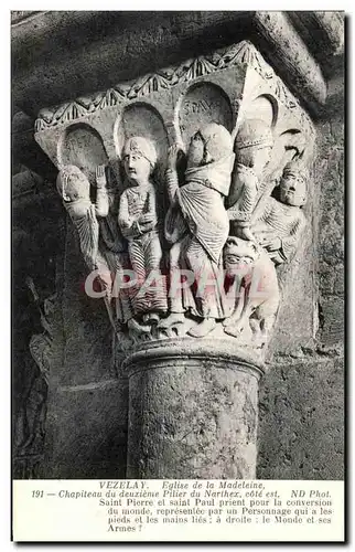 Ansichtskarte AK Vezelay Eglise de la Madeleine Chapiteau d une Colonne engagee du Narthex