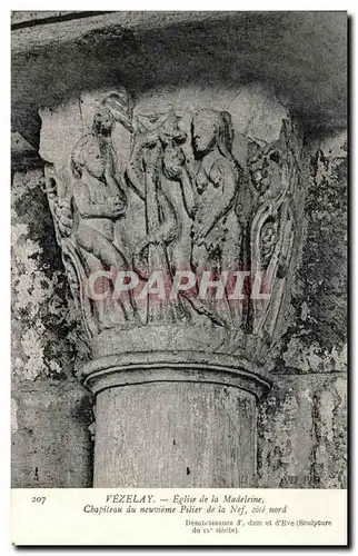 Cartes postales Vezelay Eglise de la Madeleine Chapiteau du nevieme pilier de la Nef Cote Est