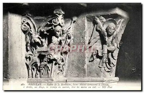 Cartes postales Vezelay Eglise de la Madeleine Saint michel terrassant le Demon