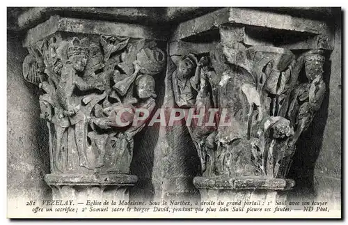 Ansichtskarte AK Vezelay Eglise de la Madeleine Sous le Narthex a Droite du Grand Portail Saul avee Son Deuyer