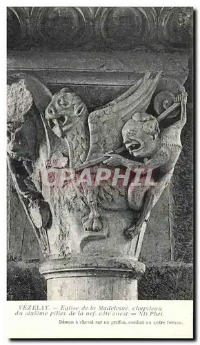 Ansichtskarte AK Vezelay Eglise de la Madeleine Chapiteau du Sixieme Pilier de la Nef Cote ouest Demon a cheval s