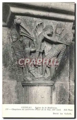 Ansichtskarte AK Vezelay Eglise de la Madeleine Chapiteau du quatrieme Pilier de la Nef Cote Nord David tue Golia