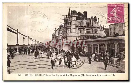 Cartes postales Malo les Bains La digue et les magasins