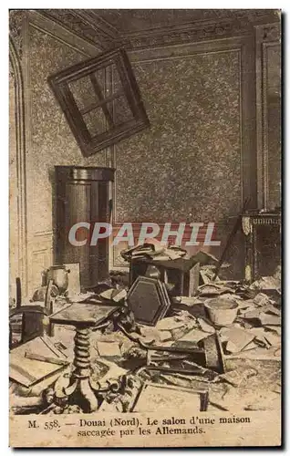 Cartes postales Douai Nord Le Salon D une maison saccagee par les allemands