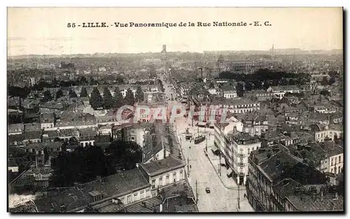 Cartes postales Lille Vue Panoramique de la Rue Nationale