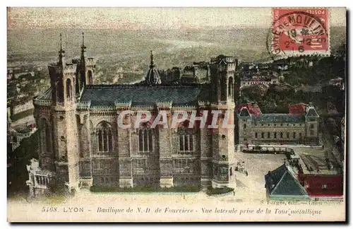 Cartes postales Lyon Basilique ND de Fourviere Vue laterale prise de la tour metallique