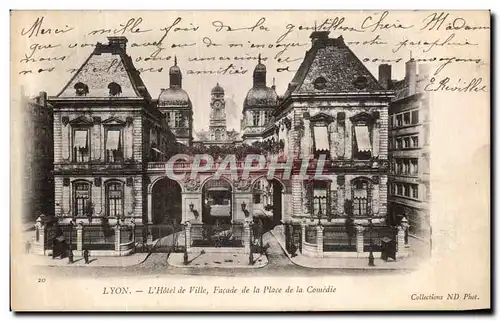 Cartes postales Lyon L Hotel de Ville Facade de la place de la Comedie