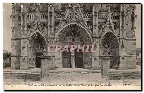 Cartes postales Environs de Chalons sur Marne Eglise Notre Dame de l Epine Le portail