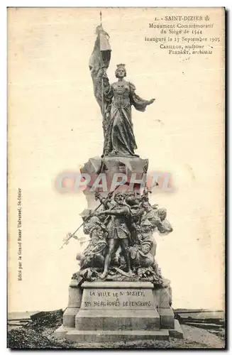 Cartes postales Saint Dizier monument Commemoratif du Siege de 1544 Militaria