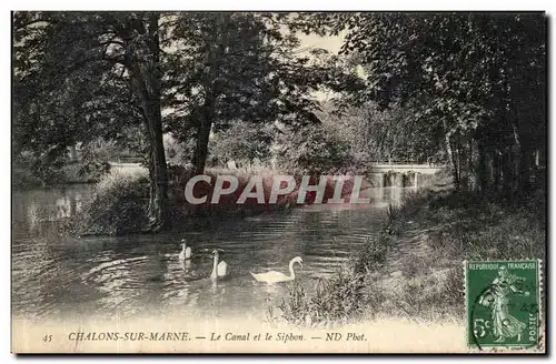 Cartes postales Chalons Sur Marne Le Canal et le Siphon Cygnes