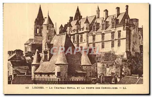 Cartes postales Loches Chateau Royal et La Porte Des Cordeliers