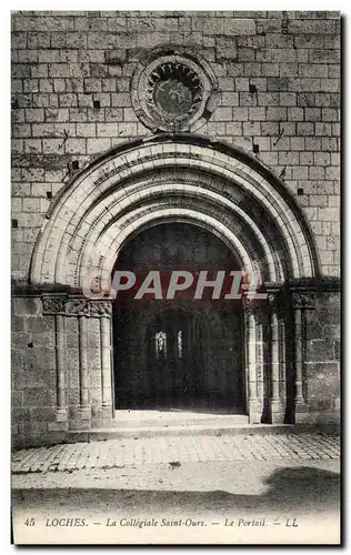 Cartes postales Loches La Collegiale Saint Ours Le Portail