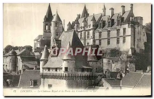 Cartes postales Loches La Chateau Royal et la porte des Cordeliers