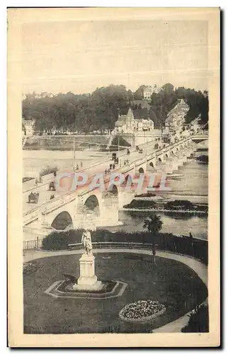 Cartes postales Tours Le Pont de Plerre et la Loire La Tranchee Le jardin et la statue de Descartes