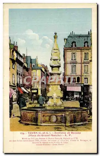 Cartes postales Tours Fontaine de Beaune Place du Grand Marche