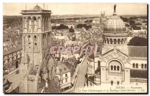 Cartes postales Tours Panorama La Tour Charlemagne et la Basilique Saint Martin