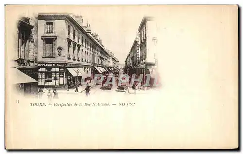 Cartes postales Tours Perspective de la Rue Nationale Tramway Byrrh