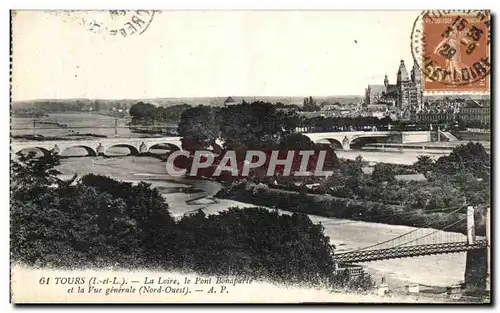 Ansichtskarte AK Tours La Loire Le pont Bonaparte Et La Vue Generale