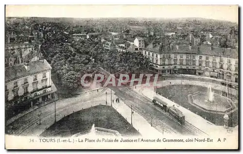 Cartes postales Tours La Place du Palais de Justice l Avenue de Grammont Cote Nord Est