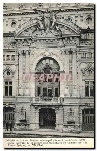 Cartes postales Tours Theatre municipal partie centrale de la facade Sud