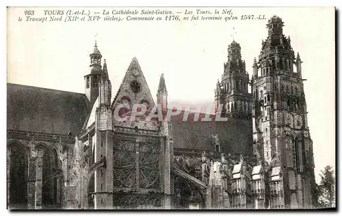 Ansichtskarte AK Tours La Cathedrale St Gatien Les tours la nef Le transept Nord