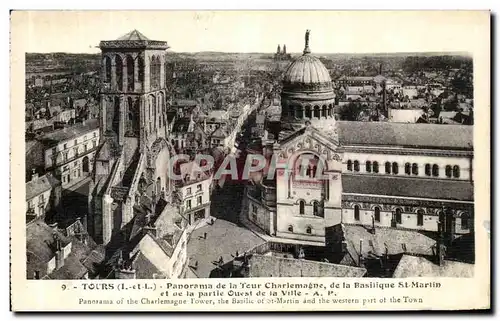 Cartes postales Tours Panorama de la Tour Charlemagne de la Basilique St Martin