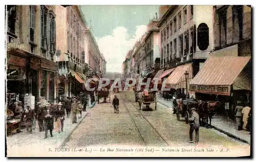 Cartes postales Tours La Rue Nationale Coiffeur