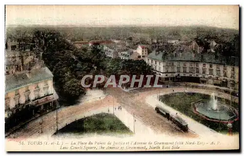 Cartes postales Tours La Place du Palais de justice et l Avenue de Grammont