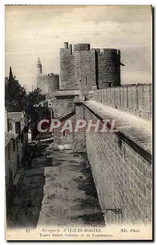 Cartes postales Remparts d Aigues Mortes Tour Saint Antoine et de Constance