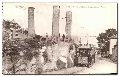 Cartes postales Nimes Les Trois Piliers Romains Tramway Picon