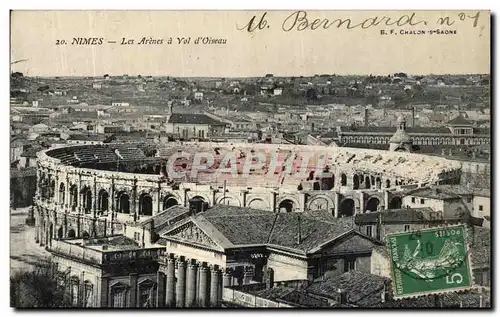 Cartes postales Nimes Les Arenes a Vol d Oiseau