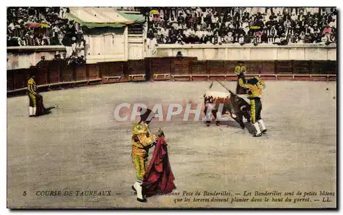 Cartes postales Course de Taureaux Bonne Pose de Banderilles Corrida