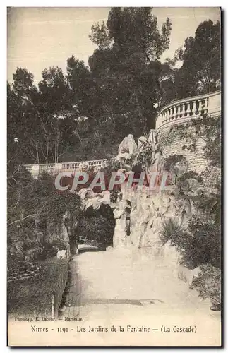 Cartes postales Nimes Les Jardins de la Fontaine La cascade