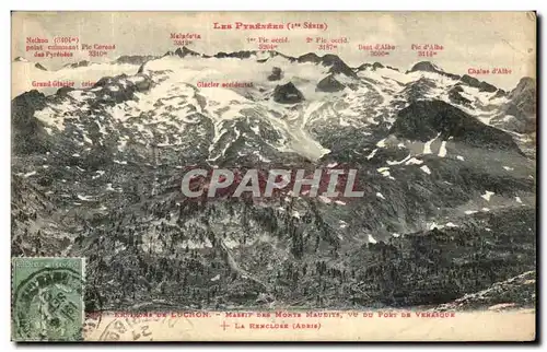 Cartes postales Luchon Massif des monts maudits vu du port de Venasque Le Remcluse