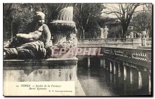 Ansichtskarte AK Nimes Jardin De la Fontaile Bains Romains