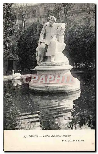 Cartes postales Nimes Statue Alphonse Daudet Cygne