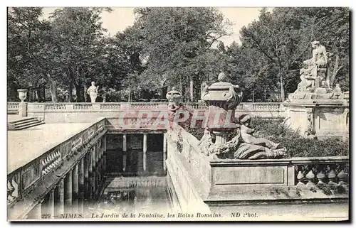 Ansichtskarte AK Nimes Le Jardin De la Fontaine Les Bains Romains