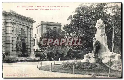 Cartes postales Toulouse Fontaine du jardin des plantes et monument d Armand Sylvestre