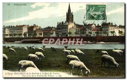 Ansichtskarte AK Toulouse L eglise de Notre Dame de la Dalbade et le quais de Tounis Vue prise de la prairie des