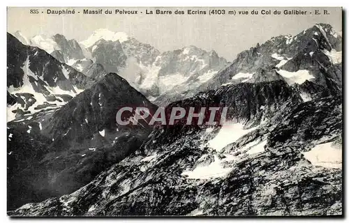 Ansichtskarte AK Dauphine Massif du Pelvoux La Barre des Ecrins vue du col de Galibier