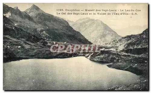 Ansichtskarte AK Dauphine Massif des Sept Laux Le Lac du Cos Le col des Sept Laux et la vallee de l eau d Olle