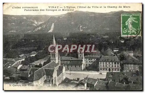 Cartes postales Vinay L Eglise L Hotel de Ville et le Champ de Mars Panorama des Ecouges et Malleval