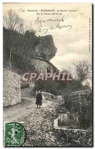 Ansichtskarte AK Sassenage Le Dauphine Le Rocher branlant Sur le Chemin des Cuves Enfant