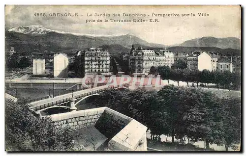 Ansichtskarte AK Grenoble Le Jardin des Dauphins Parspective Sur la Ville pris de la terrasse Dolle